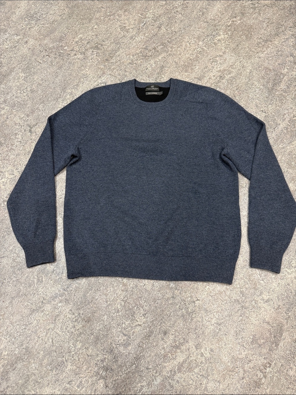 Mack Weldon Tech Cashmere Blue Crew Neck Sweater Sz L EUC